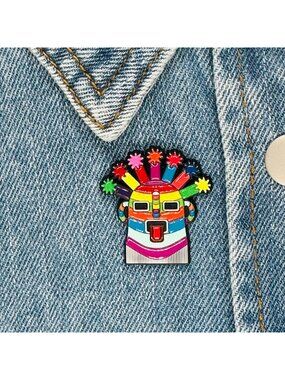 🤩OZ Enamel Diablo Huma Pin Mask Exotic Aya Incas Ecuador Inti Raymi Multicolor